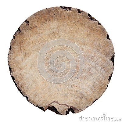 Old round wood isolated on white Stock Photo