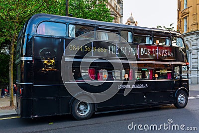 Old routemaster bus in London for scary sightseeing tours Editorial Stock Photo