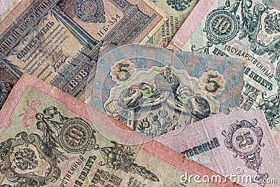 Old royal money Russia Stock Photo