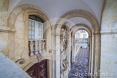 Old Royal Palace sculpture group, Coimbra, Portugal Editorial Stock Photo