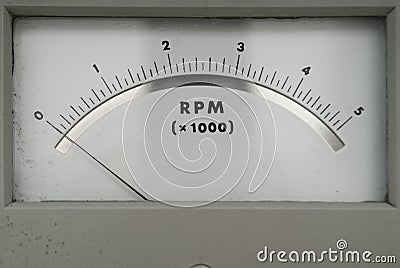 Old RPM counter showing zero Stock Photo