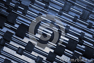 Old rubber rollers from laser printers and copiers Stock Photo