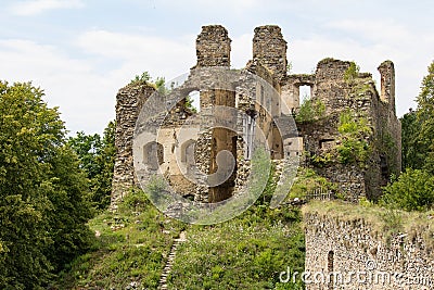 Old ruin castle Divci kamen near village Brloh Stock Photo