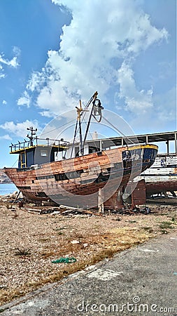 Old ruined boat Stock Photo