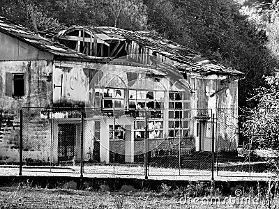 Ruined building on Doftana river valley Stock Photo