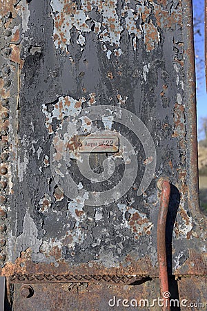 old ruined steam locomotive detail close up Stock Photo