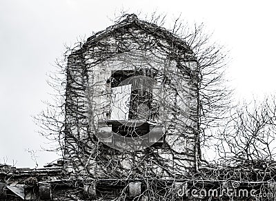 Old ruined stone scary spooky haunted antique abandoned forsaken Stock Photo