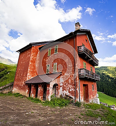 Old ruinous house in the South Tyrolean Alps in Italy Stock Photo