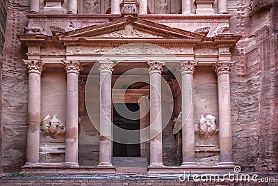 Old ruins of Al Khazneh treasury in Petra. Jordan Stock Photo