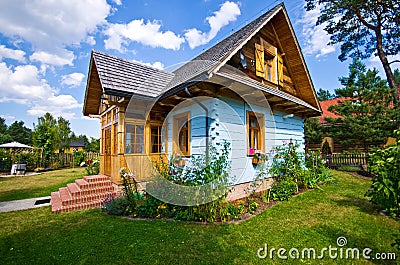 Wooden rural house in Poland, Roztocze region Stock Photo