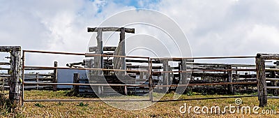 Old Rural Timber Cattle Yards Stock Photo