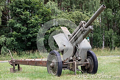 Old russian cannon in an outdoor museum. Armed military forces i Stock Photo