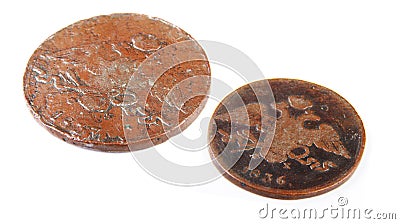 The old russian coins Stock Photo