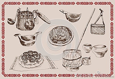 Old Russian life Vector Illustration