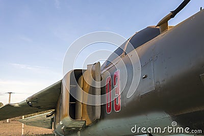 Old russian Mig-23 fighter jet in a military museum Editorial Stock Photo