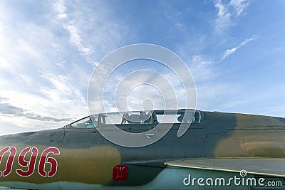 Old russian Mig-21 fighter jet in a military museum Editorial Stock Photo