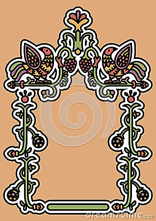 Old russian ornamental frame Vector Illustration