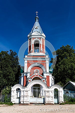 Old russian red brick church Stock Photo