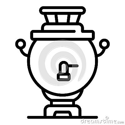 Old Russian samovar icon, outline style Vector Illustration
