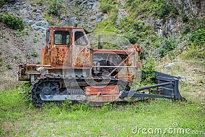 Old rusted bulldozer . Stock Photo