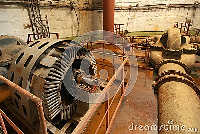 Old rusted pump station. Stock Photo