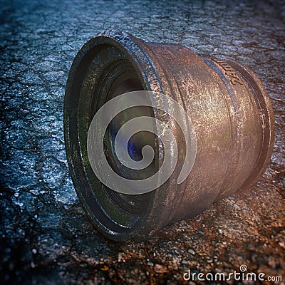 Old Rusted Vintage Camera Lens Cartoon Illustration