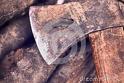 Old rustic axe Stock Photo