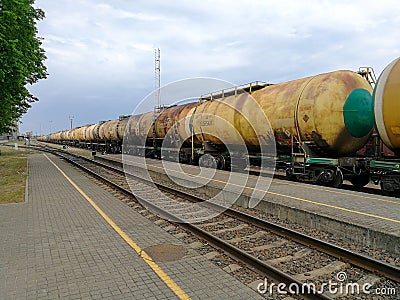 Train wagons in the railroad Editorial Stock Photo