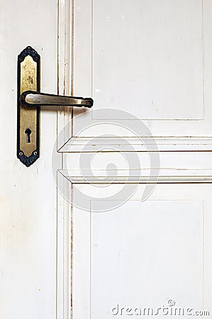 Old rustic white door detail Stock Photo