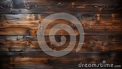 Old rustic wooden plank table with weathered grunge striped backdrop generated by AI Stock Photo