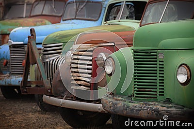 Old rusty abandoned trucks Stock Photo