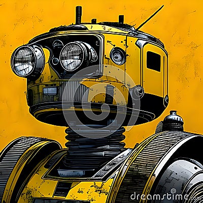 Old rusty android robot Stock Photo
