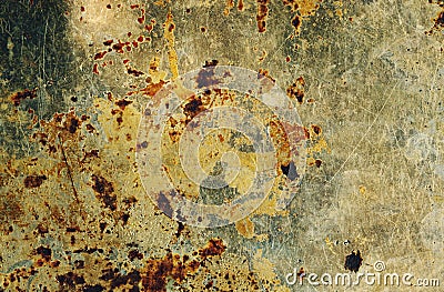 Old rusty background with traces of an oil. Stock Photo
