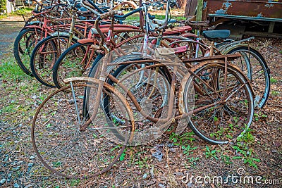 Old rusty bicycles Stock Photo