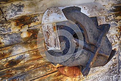 Old rusty boat anchor Stock Photo