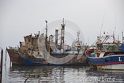 Old and rusty boats of Coquimbo, Chile Editorial Stock Photo