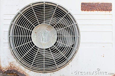 Old rusty broken air conditioner Stock Photo