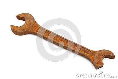 Old rusty broken wrench Stock Photo