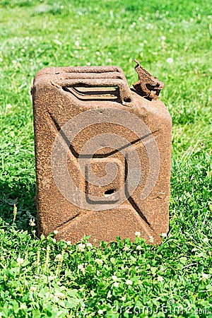 Old rusty canister. Place for your text. Stock Photo