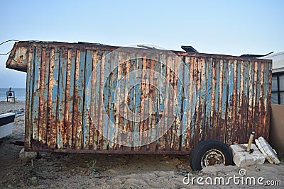 Old and rusty caravan Stock Photo