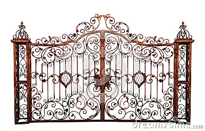 Old rusty cemetery gate. Stock Photo