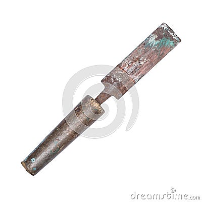 Old rusty chisel isolated Stock Photo