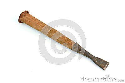 Old rusty chisel isolated on white background Stock Photo