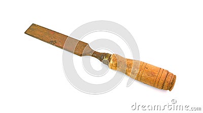 Old rusty chisel isolated on white background Stock Photo