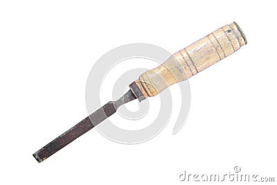 Old rusty chisel isolated on white background Stock Photo