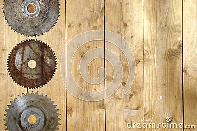 Old rusty circular saw blades Stock Photo