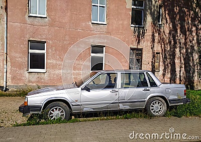 Old vintage classic luxury car Volvo 760 GLE sedan parked Editorial Stock Photo