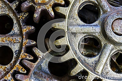 Old rusty cogwheels. industrial background. Stock Photo