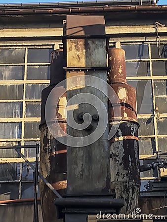 Old rusty cyclone separator Stock Photo