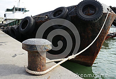 Old Rusty Dock Cleat Stock Photo